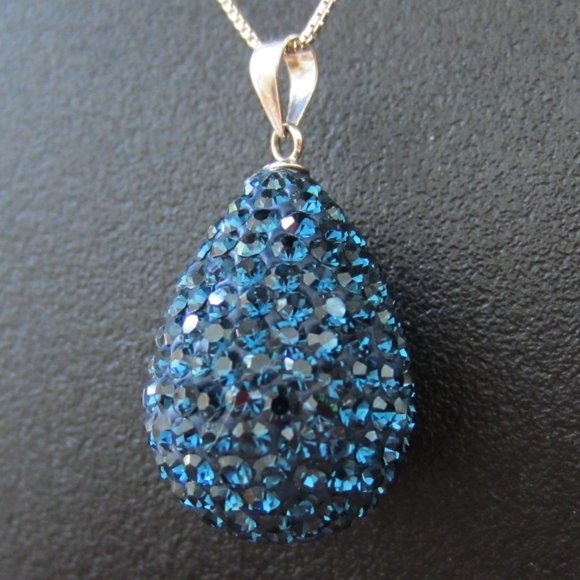 Swarovski Crystals Teardrop Pendant on a Sterling Silver Chain - Picture 6 of 13
